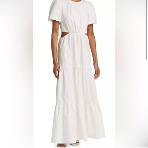 WAYF Plaza Cutout Waist Tiered Floral
Maxi Dress